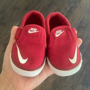 Nike baby shoes size 2C red velcro slip on